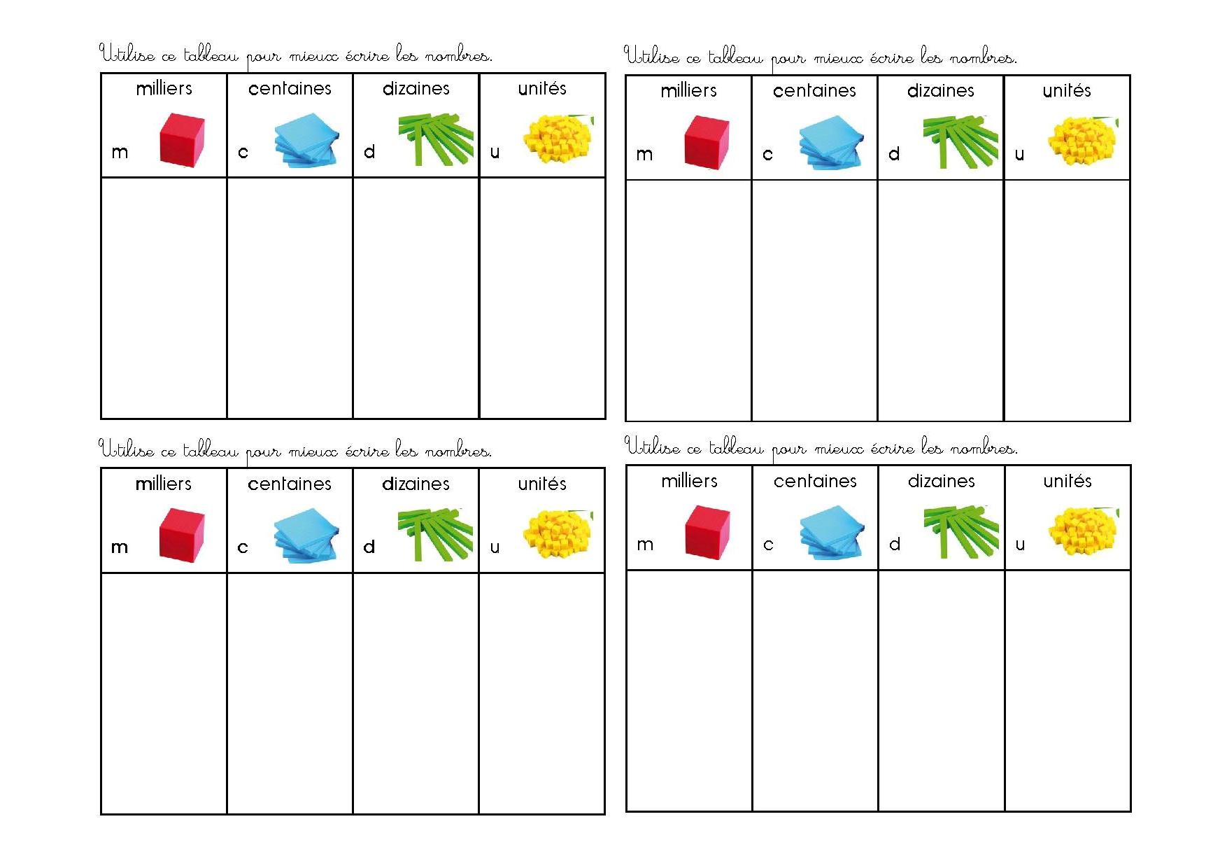 Tableau De Numeration A Manipuler Version Avec Les Etiquettes Chez Images